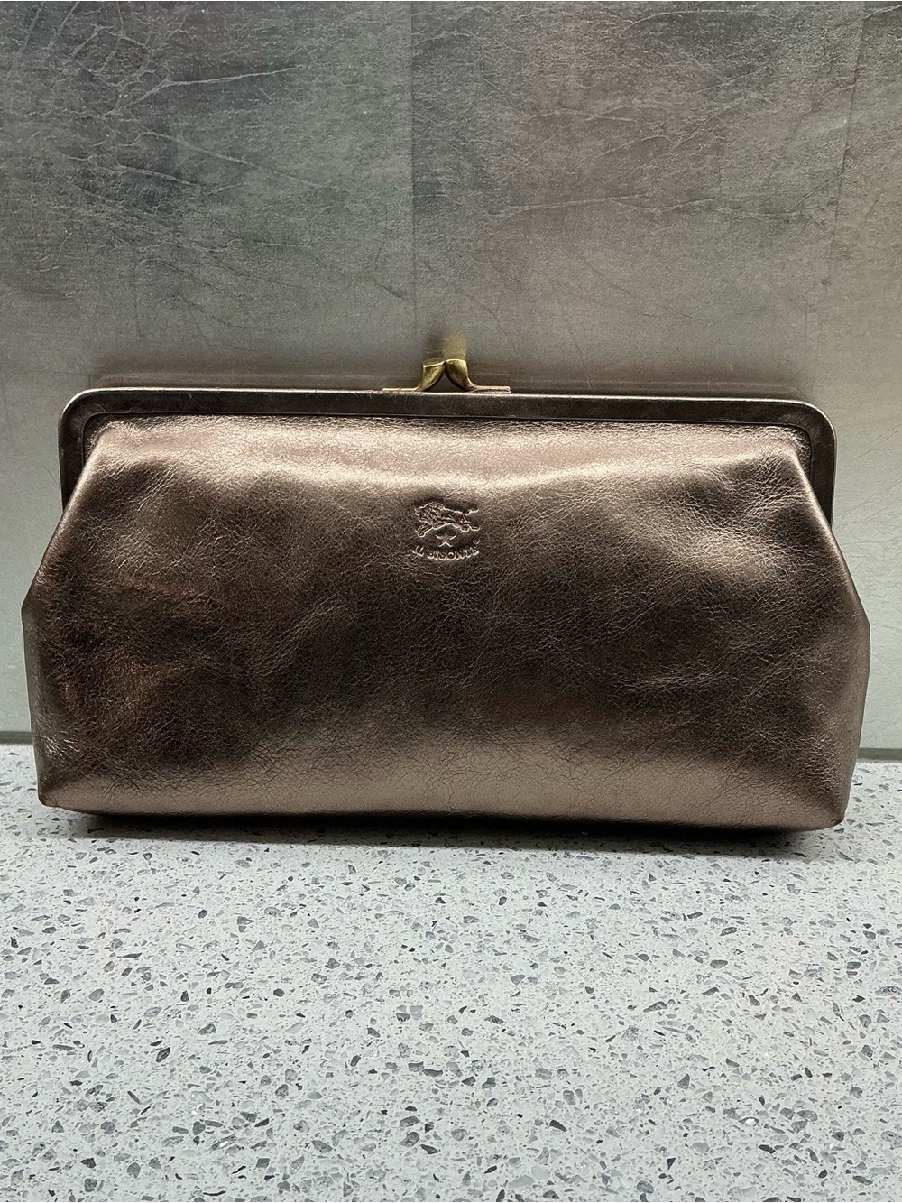 Il Bisonte “Manuela” Metallic Bronze Minimalist Clutch